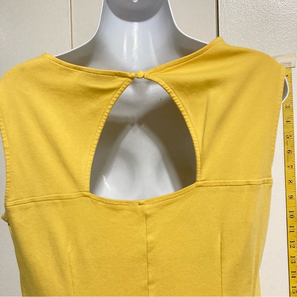 NEW YORK and COMPANY Mustard Yellow Mini Ruffled Sleeveless Cotton Sundress LRG - Picture 3 of 14
